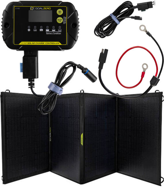 Kontroler ładowania 20A (opcja ringi) w zestawie z panelem solarnym Nomad 200